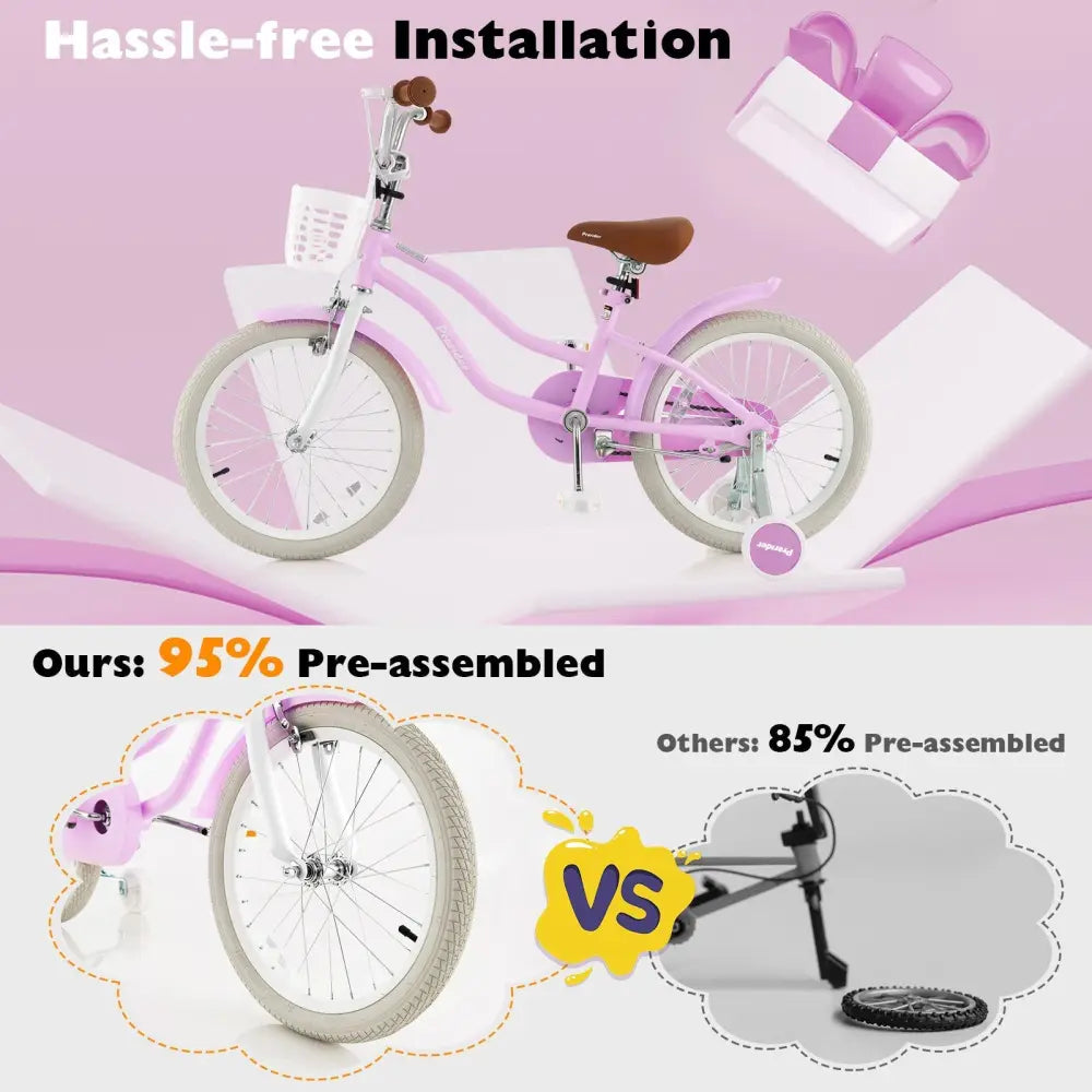 Children Bicycle with Front Handbrake and Rear Coaster Brake - Purple - Oasis Home Essentials