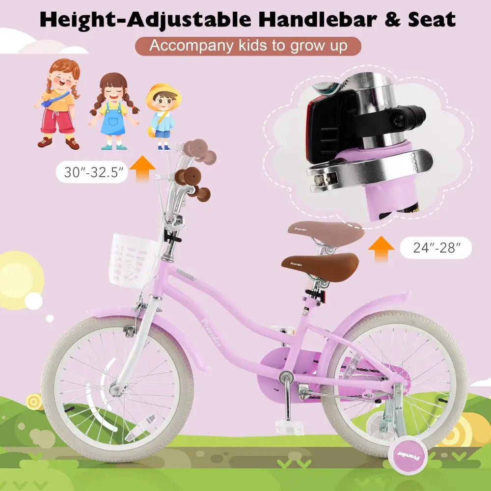 Children Bicycle with Front Handbrake and Rear Coaster Brake - Purple - Oasis Home Essentials