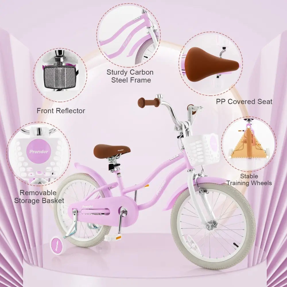 Children Bicycle with Front Handbrake and Rear Coaster Brake - Purple - Oasis Home Essentials