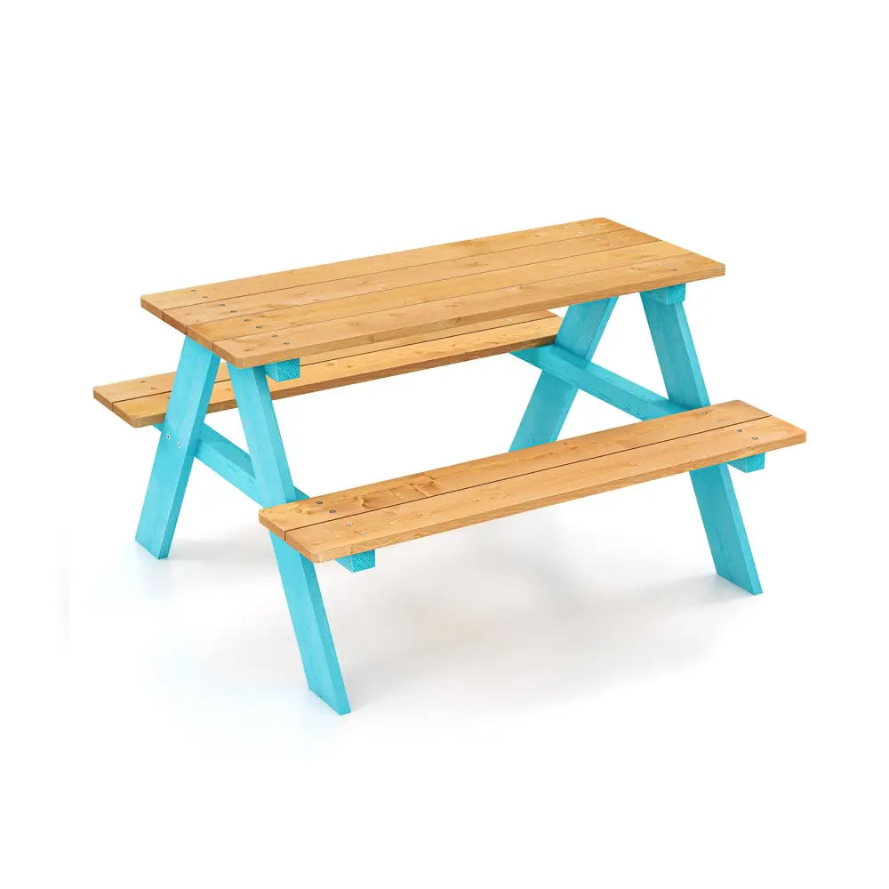 Children Outdoor Wooden Table with Bench Seats for Indoor and Outdoor Use-Natural - Natural - Kids Table & Chair Sets