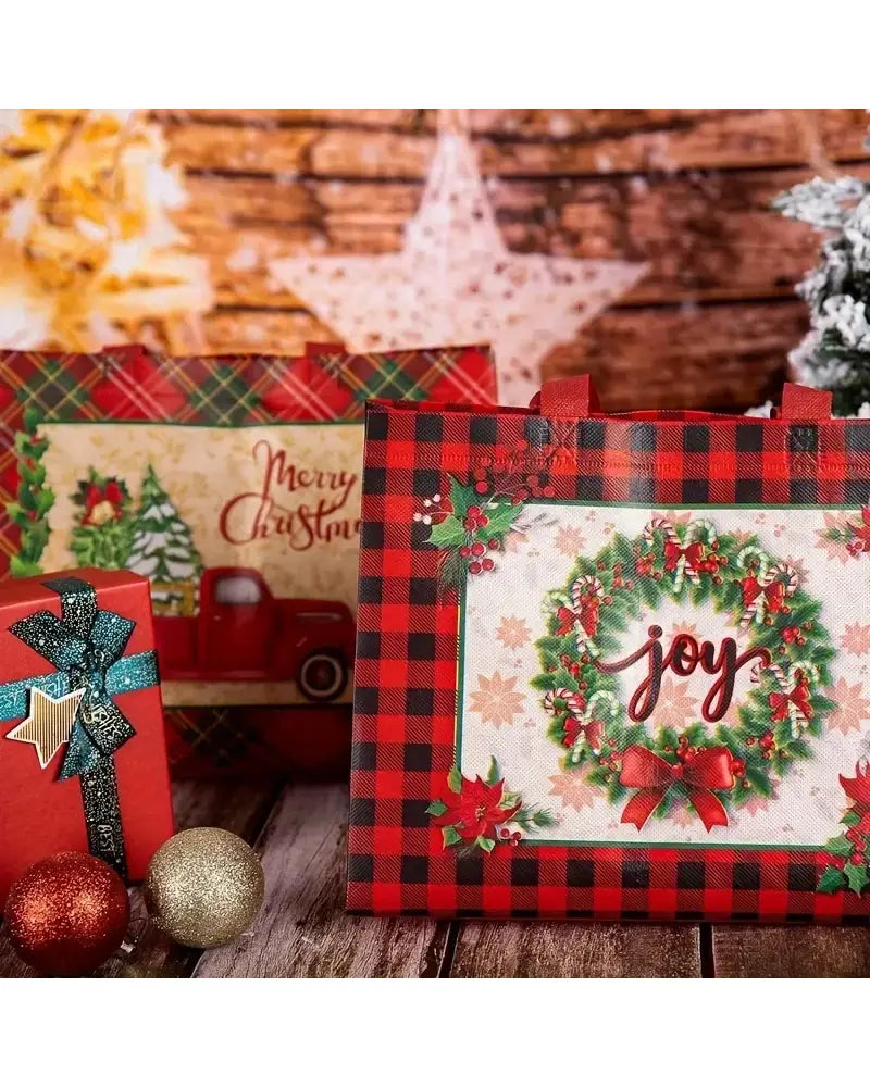 Christmas Gift Bags with Handles – Reusable Non-Woven Holiday Tote Bags