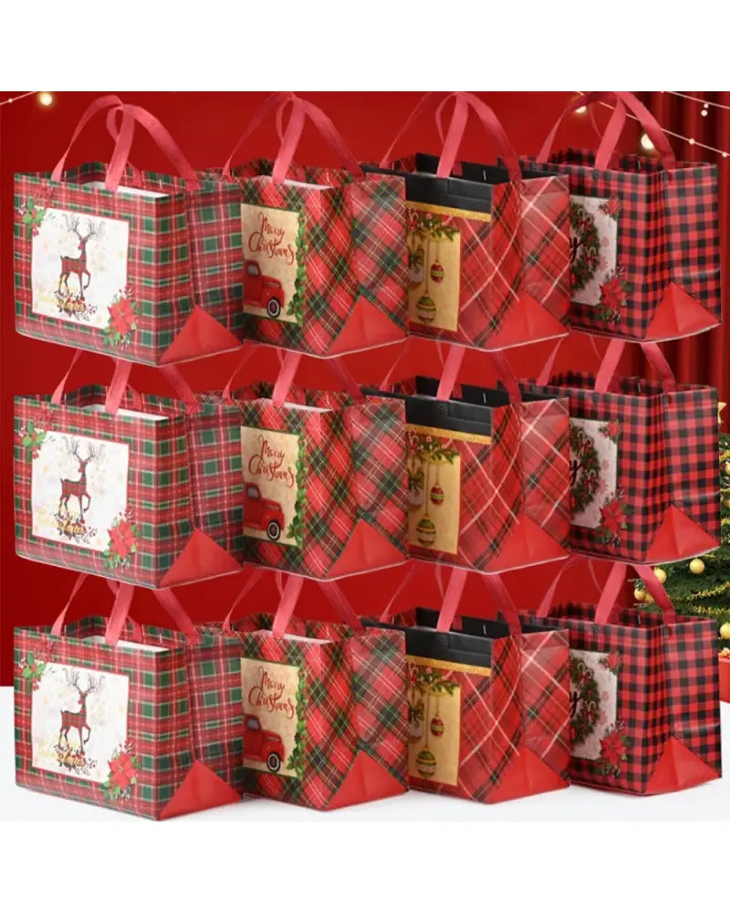 Christmas Gift Bags with Handles – Reusable Non-Woven Holiday Tote Bags