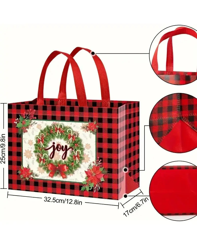 Christmas Gift Bags with Handles – Reusable Non-Woven Holiday Tote Bags