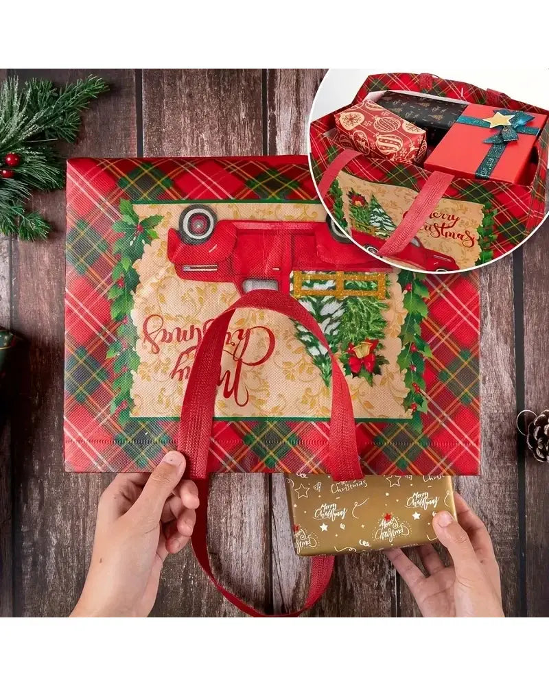 Christmas Gift Bags with Handles – Reusable Non-Woven Holiday Tote Bags