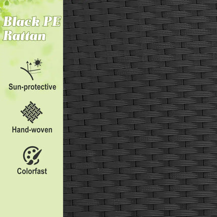 Clamshell Patio Round Daybed Wicker with Retractable Canopy and Pillows-Black - Black - Outdoor Sectionals