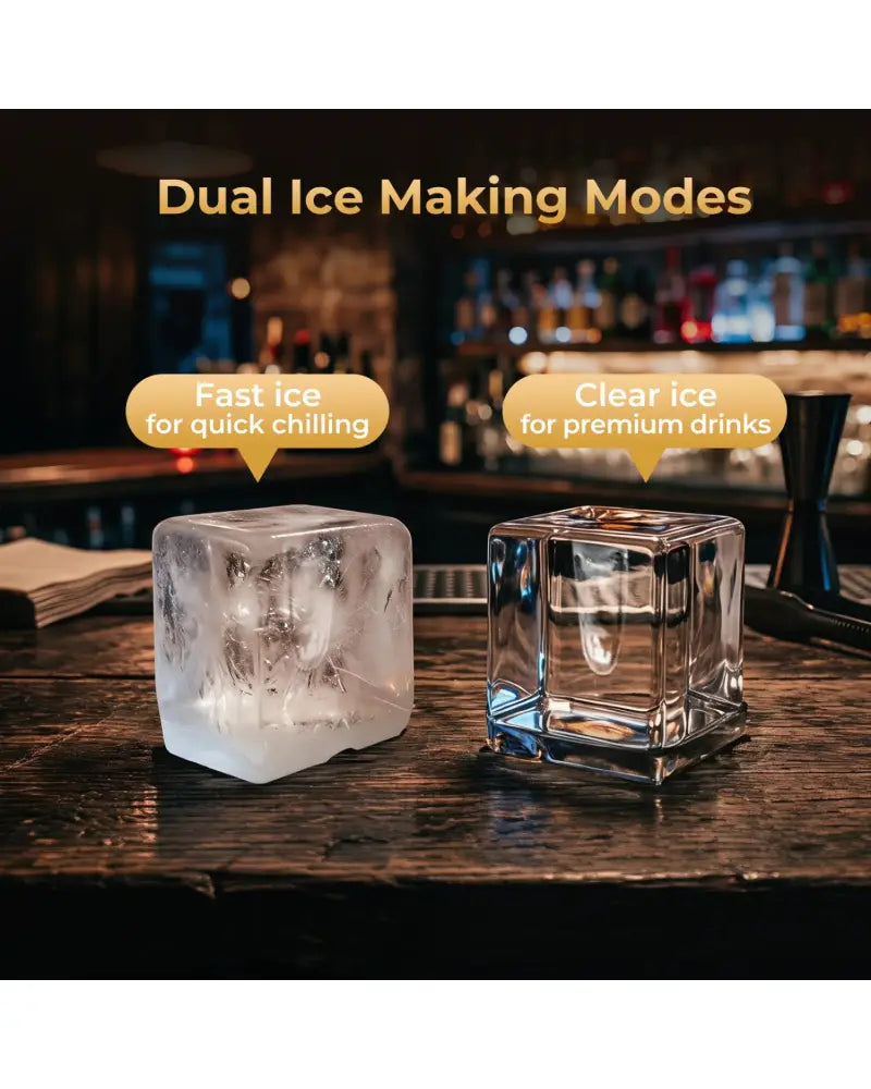 Clear Ice Cube Maker Countertop 1.6 Inches Large Square Ice Cubes-Silver - Silver - Ice Makers