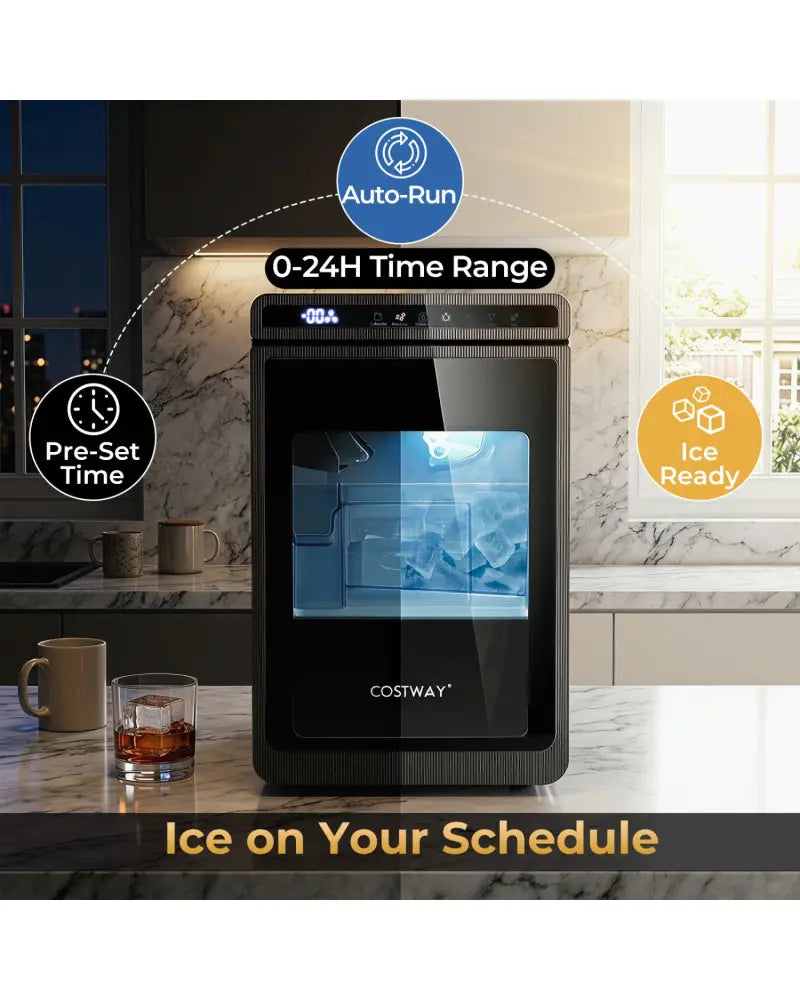 Clear Ice Cube Maker Countertop 1.6 Inches Large Square Ice Cubes-Silver - Silver - Ice Makers