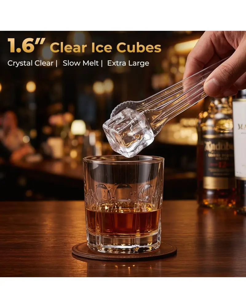 Clear Ice Cube Maker Countertop 1.6 Inches Large Square Ice Cubes-Silver - Silver - Ice Makers
