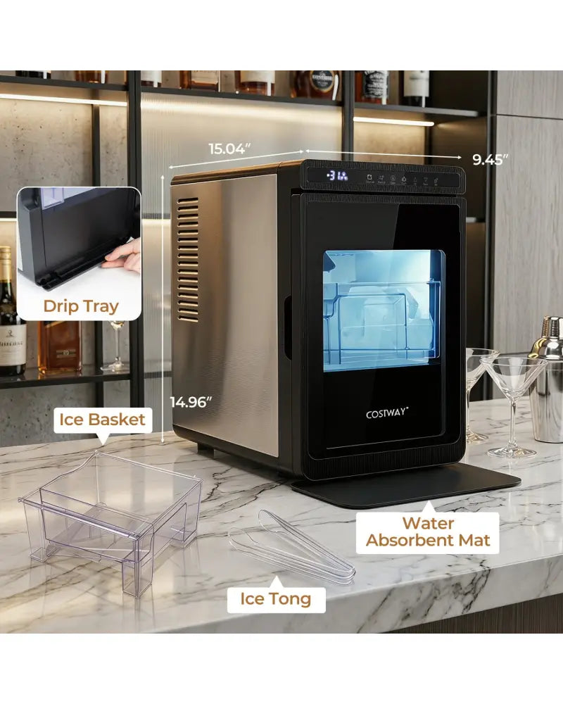 Clear Ice Cube Maker Countertop 1.6 Inches Large Square Ice Cubes-Silver - Silver - Ice Makers