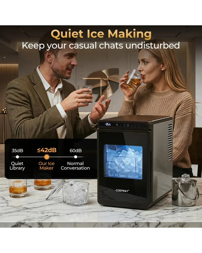 Clear Ice Cube Maker Countertop 1.6 Inches Large Square Ice Cubes-Silver - Silver - Ice Makers