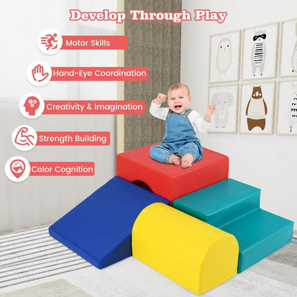 Climb and Crawl Foam Block Play Set for Infant Baby - Red - Oasis Home Essentials