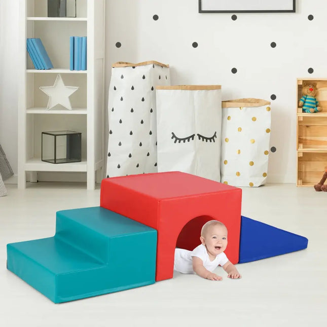 Climb and Crawl Foam Block Play Set for Infant Baby - Red - Oasis Home Essentials