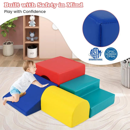 Climb and Crawl Foam Block Play Set for Infant Baby - Red - Oasis Home Essentials