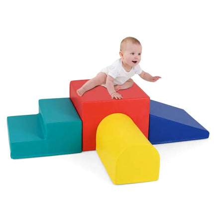 Climb and Crawl Foam Block Play Set for Infant Baby - Red - Oasis Home Essentials