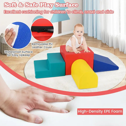 Climb and Crawl Foam Block Play Set for Infant Baby - Red - Oasis Home Essentials