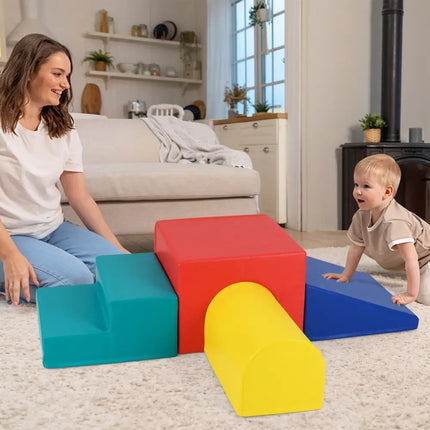 Climb and Crawl Foam Block Play Set for Infant Baby - Red - Oasis Home Essentials