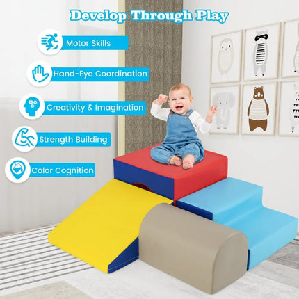 Climb and Crawl Foam Block Play Set for Infant Baby - Yellow - Oasis Home Essentials