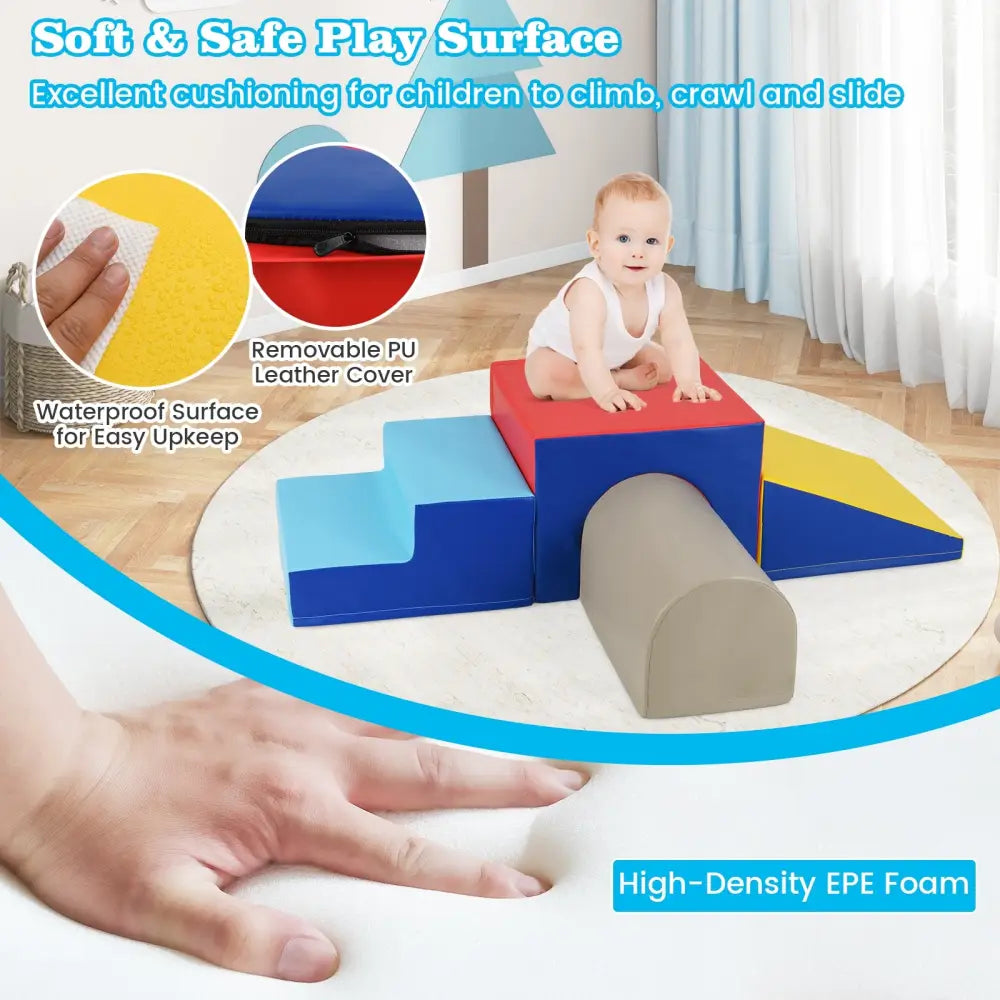Climb and Crawl Foam Block Play Set for Infant Baby-Yellow - Yellow - Climbers & Slides