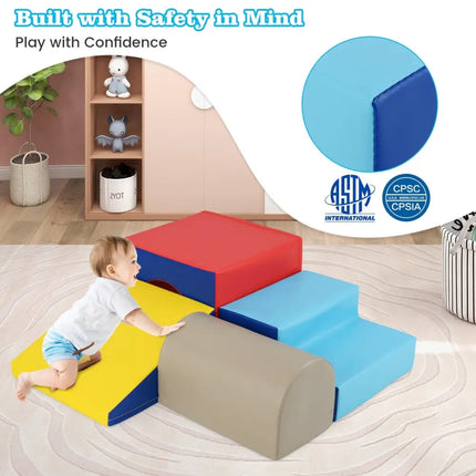 Climb and Crawl Foam Block Play Set for Infant Baby - Yellow - Oasis Home Essentials