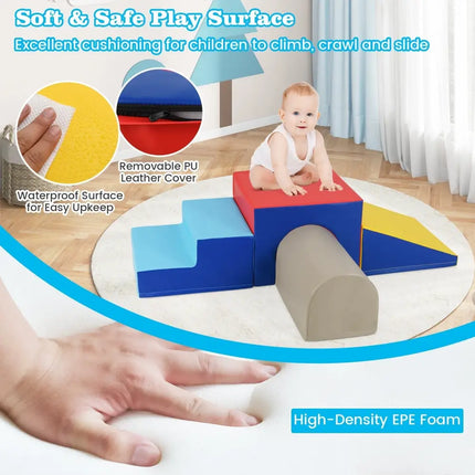 Climb and Crawl Foam Block Play Set for Infant Baby - Yellow - Oasis Home Essentials