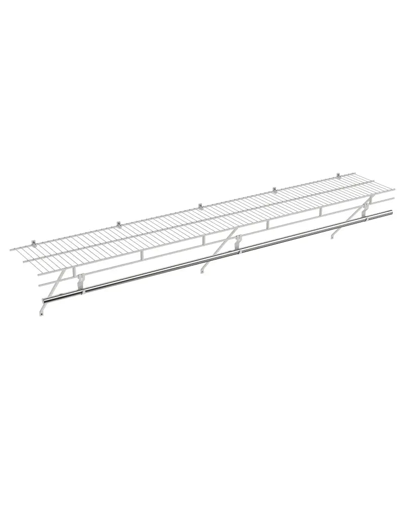 Closet Shelves Wall Mounted with Hanging Rod for Laundry Room - Shoe Racks & Storage Benches