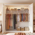 Closet Shelves Wall Mounted with Hanging Rod for Laundry Room - Shoe Racks & Storage Benches
