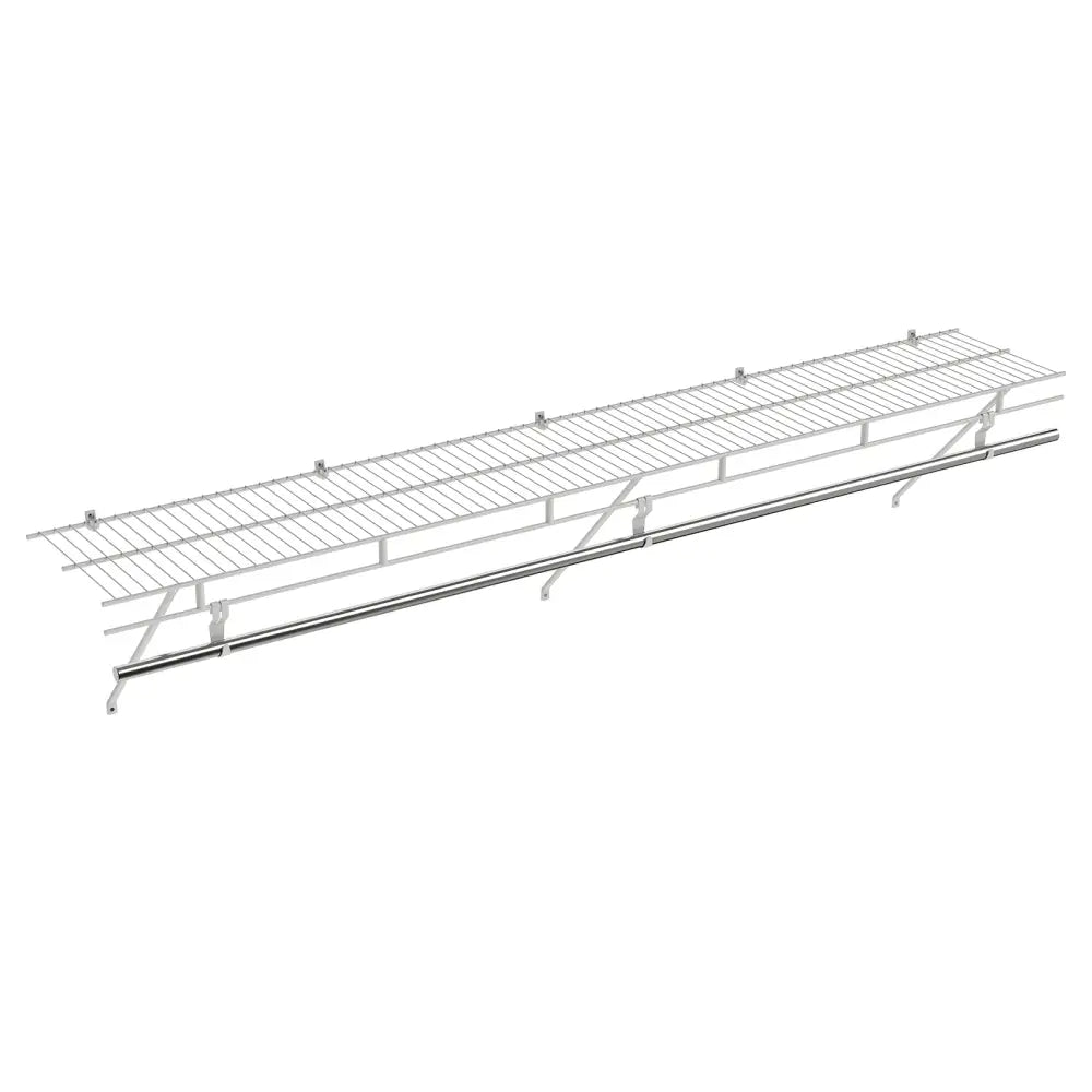 Closet Shelves Wall Mounted with Hanging Rod for Laundry Room - Shoe Racks & Storage Benches
