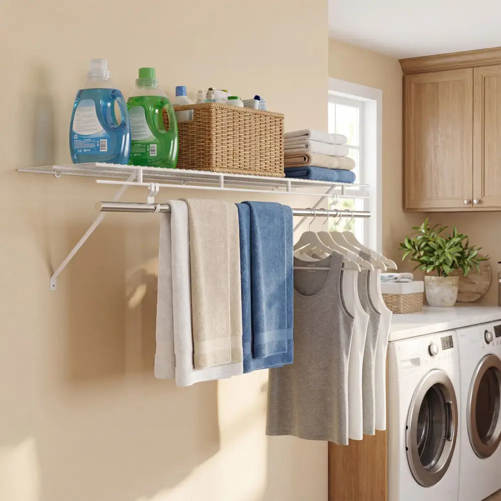 Closet Shelves Wall Mounted with Ventilated Metal Wire Shelving Kit - Shoe Racks & Storage Benches