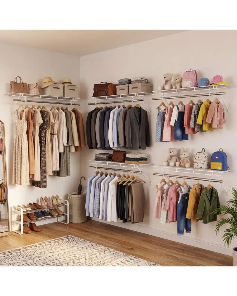 Closet Shelves Wall Mounted with Ventilated Metal Wire Shelving Kit - Shoe Racks & Storage Benches