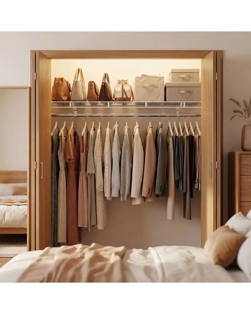 Closet Shelves Wall Mounted with Ventilated Metal Wire Shelving Kit - Shoe Racks & Storage Benches