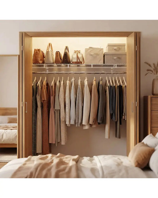 Closet Shelves Wall Mounted with Ventilated Metal Wire Shelving Kit - Shoe Racks & Storage Benches