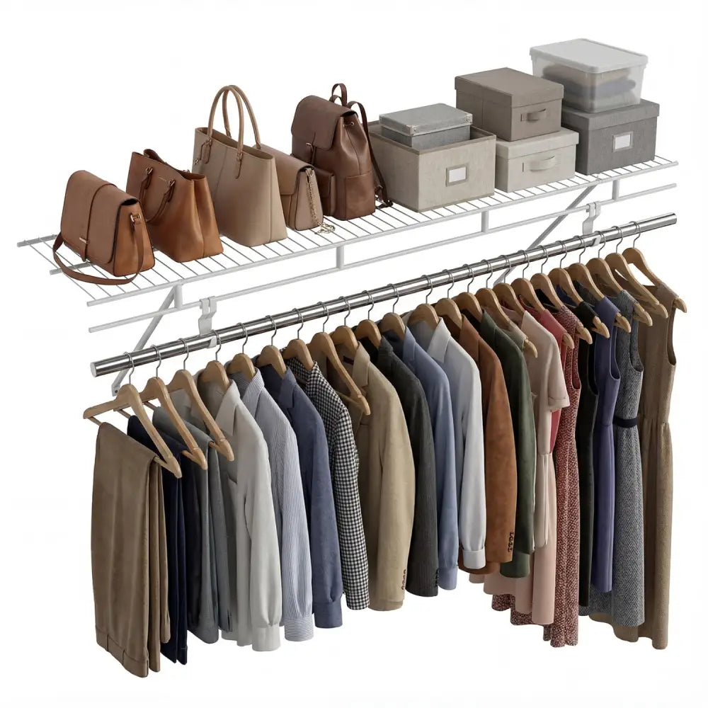 Closet Shelves Wall Mounted with Ventilated Metal Wire Shelving Kit - Shoe Racks & Storage Benches