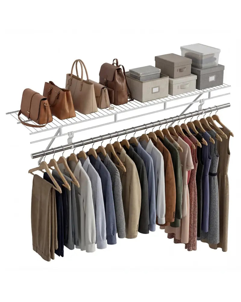 Closet Shelves Wall Mounted with Ventilated Metal Wire Shelving Kit - Shoe Racks & Storage Benches