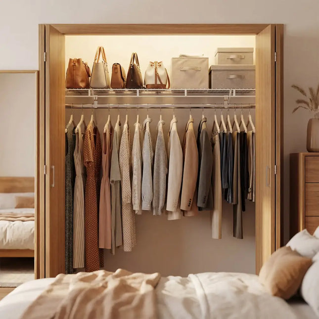 Closet Shelves Wall Mounted with Ventilated Metal Wire Shelving Kit - Shoe Racks & Storage Benches