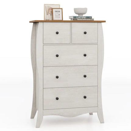 Closet Storage Organizer with 5 Folding Fabric Drawers and Anti-tipping Kit-Gray - Gray - Dressers & Chests