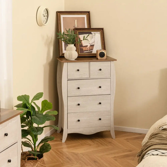 Closet Storage Organizer with 5 Folding Fabric Drawers and Anti-tipping Kit-Gray - Gray - Dressers & Chests