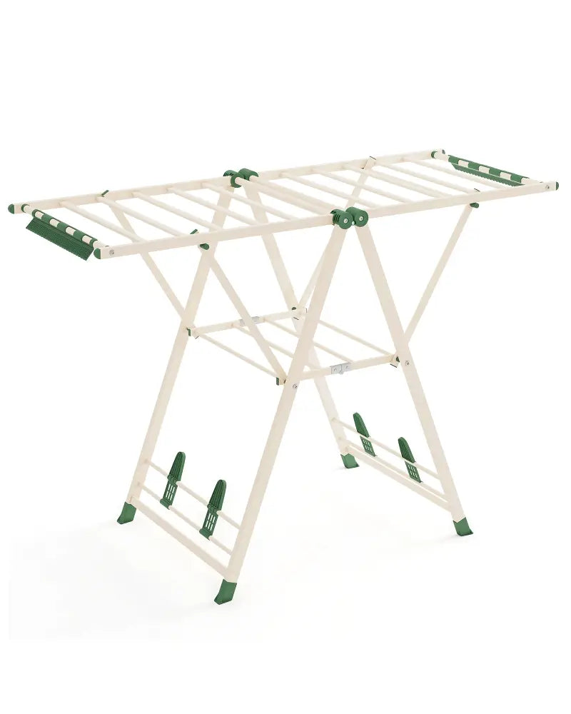 Clothes Drying Rack with Height Adjustable Wings-Beige - Beige - Drying Racks