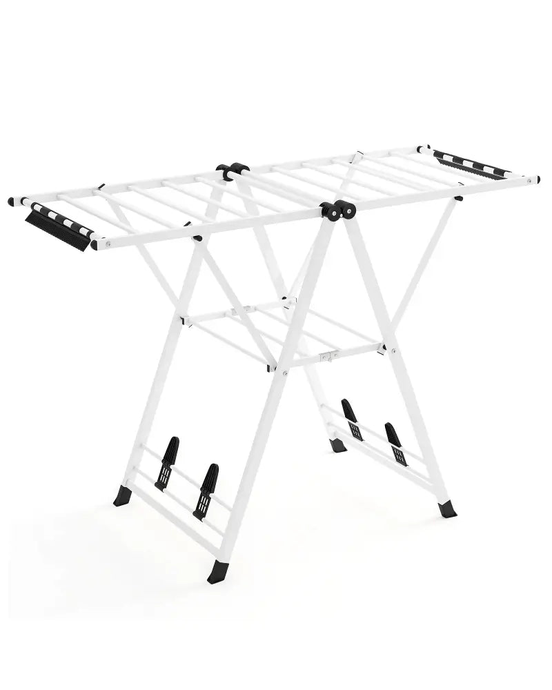 Clothes Drying Rack with Height Adjustable Wings-White - White - Drying Racks