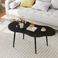 Cloud Shape Coffee Table 39.5 inch Irregular Center Table with Metal Frame - Black - Oasis Home Essentials