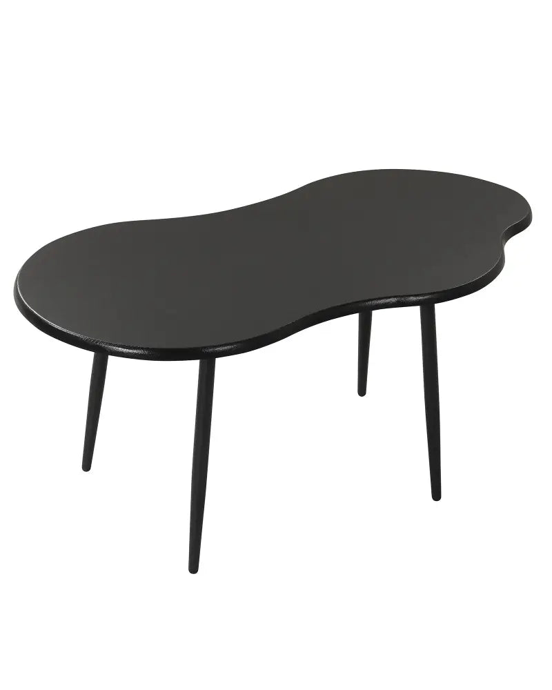 Cloud Shape Coffee Table 39.5 inch Irregular Center Table with Metal Frame-Black - Black - Coffee Tables