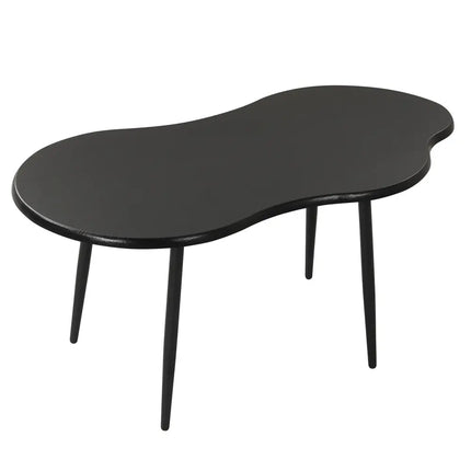 Cloud Shape Coffee Table 39.5 inch Irregular Center Table with Metal Frame - Black - Oasis Home Essentials