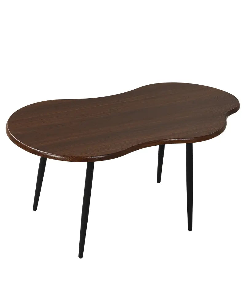 Cloud Shape Coffee Table 39.5 inch Irregular Center Table with Metal Frame-Walnut - Walnut - Coffee Tables