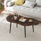 Cloud Shape Coffee Table 39.5 inch Irregular Center Table with Metal Frame - Walnut - Oasis Home Essentials