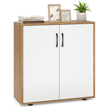 Coffee Bar Cabinet with 5-Position Adjustable Shelf for Living Room Dining Room-Natural - Natural - Sideboards Cabinets