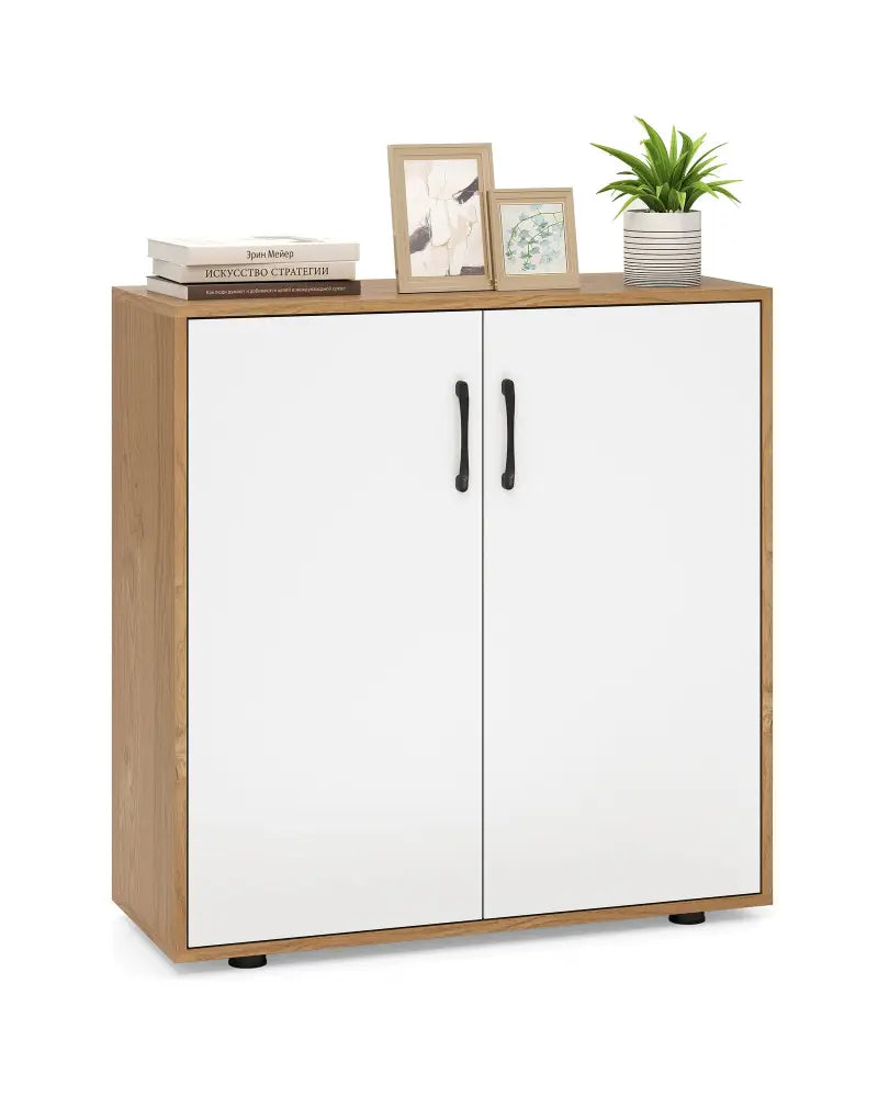 Coffee Bar Cabinet with 5-Position Adjustable Shelf for Living Room Dining Room-Natural - Natural - Sideboards Cabinets