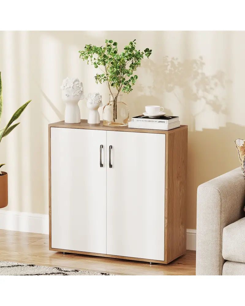 Coffee Bar Cabinet with 5-Position Adjustable Shelf for Living Room Dining Room-Natural - Natural - Sideboards Cabinets