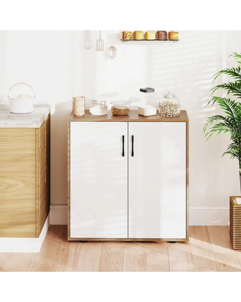 Coffee Bar Cabinet with 5-Position Adjustable Shelf for Living Room Dining Room-Natural - Natural - Sideboards Cabinets