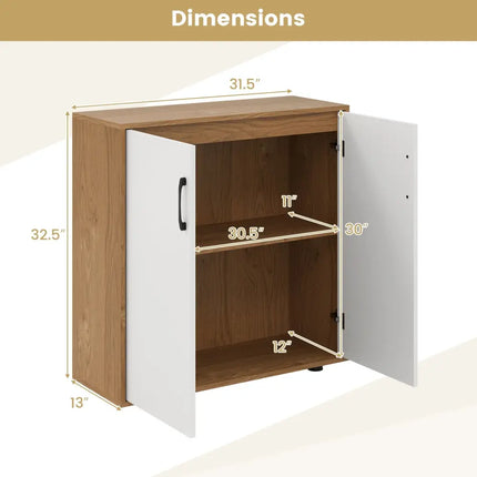 Coffee Bar Cabinet with 5-Position Adjustable Shelf for Living Room Dining Room-Natural - Natural - Sideboards Cabinets
