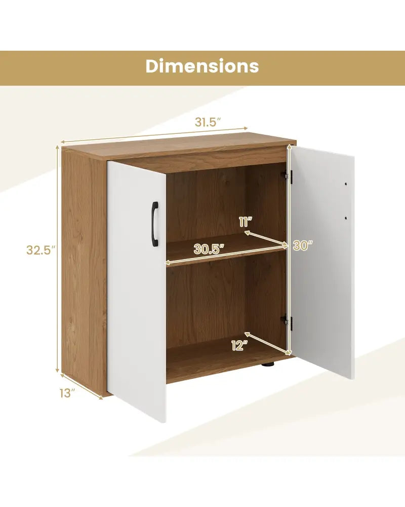 Coffee Bar Cabinet with 5-Position Adjustable Shelf for Living Room Dining Room-Natural - Natural - Sideboards Cabinets