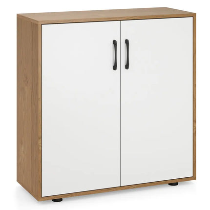 Coffee Bar Cabinet with 5-Position Adjustable Shelf for Living Room Dining Room-Natural - Natural - Sideboards Cabinets